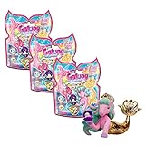 GALUPY MERMAID 3er Pack - Einhorn Spielzeug mit Meerjungfrauenflosse , 3x Einhorn Figuren mit Swarovski Kristall , 18 verschiedene Einhorn Figuren zum Sammeln