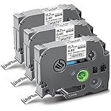 UniPlus 3x Kompatibel Schrumpfschlauch Ersatz für Brother Hse-231 Hse231 Etikettenband für Brother PT H500 E300VP E500 E550WVP P750WVP P700 E30011, 11.7mm x 1.5m, Schwarz auf Weiß