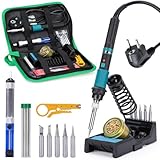 YIHUA 947-IX Lötkolben Set mit einstellbarem Temperaturbereich 220~480°C, Netzschalter, temperaturgesteuertem ESD-sicherem Lötset, 5 Lötspitzen für DIY Lötarbeiten, Ersatz-Lötkolbenset(EU PLUG)