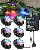 3W Teichbeleuchtung LED Unterwasserbeleuchtung mit Niedervolt Transformator Timer und Photozellensensor, RGB Poolbeleuchtung Unterwasser Licht, IP68 Wasserdicht Teichlicht für Pool Teich Garten