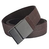 S-MAN Herren Stretch Gurt 3.8CM breite Metallschnalle Sport Golf Gürtel im Freien, Stoff Arbeitsgurte für Männer Kaffee Twill