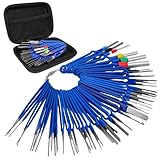Auto Entriegelungswerkzeug Auspinwerkzeug, 41 Stück Werkzeug zum Entfernen von Kabelsteckern, Demontagestift, Terminal Entfernung Werkzeugsatz für Flache runde Steckerkontakte Schlüsselwerkzeuge(Blau)