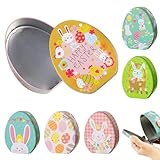 SilverChry Osterhasen-Keksdosen*6pcs, Ostern Keksdose Gebäckdose mit Deckel, Hase Ostereier Geschenkdose, Ostereier Metalldosen Set, Ostereier Keksdose Metall mit Motiv, Ostereier Blech plätzchendose