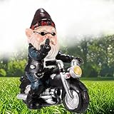 Norhogo Gartendeko Zwerg, Gartenzwerg Motorrad Zwerge, gartenzwerg lustig, Dekoration für die Terasse Balkon, Motorrad Gnom Alter Mann, Garten Haus Büro Dekoration Harz Ornament, Geschenke für Manner