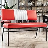 GGMMÖBEL Diner | American Diner Sitzbank | Rot | Gestreift | B:H 110 x 48 cm | Gestreift | American Diner Möbel