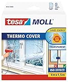 tesamoll Thermo Cover Fenster-Isolierfolie - Transparente Isolierfolie zur Wärmedämmung an Fenstern - Inklusive praktischer Klebelösung - 4 m x 1,5 m
