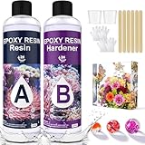 Epoxidharz mit Härter 474ml / 16oz, Epoxidharz Set Anfänger - 1: 1 Verhältnis Premium Harz Kristallklares Gießharz für Holz, Kunst, Aquarium, Handwerk, Schmuckherstellung, Flusstische Harz (474ML)