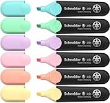 Schneider Job 150 Pastell Textmarker (aus recyceltem Kunststoff, ausgezeichnet mit Der blaue Engel) 6er Etui sortiert, türkis, mint, flieder, rosé, pfirsich, vanille