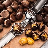 Ruluti 1PC des Edelstahl-304 2 In 1 Schnell Chestnut Clip Walnuss Zange Metall Nussknacker Sheller Nuss-ÖFfner KüChenwerkzeuge Cutter Gadgets,6.88x1.96x1.37in
