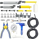 33pcs Pneumatik Kits, Kompatibel mit Technic Pump, Pneumatikzylindern, MOC Luftpumpen Kolbendruck Stangen, Schubstange, Manometer, T-Verbindungen Alloy Joint, für Bauspielzeugset Zubehör