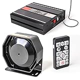 ROUTEKING Auto Alarm Notfall Sirene 20 mit drahtloser Fernbedienung Handheld-Mikrofon 200W 118-130DB 12V Dual 20A Hilfsschalter für Polizei-Feuerwehrfahrzeuge