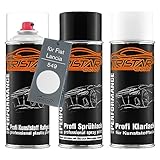 TRISTARcolor Autolack Spraydosen Set für Kunststoff Stoßstange für Fiat/Lancia 549 Bianco Haftgrund Basislack Klarlack mit Weichmacher Sprühdose