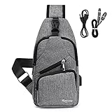 flintronic Brusttasche,Messenger Bag Sling Bag mit Verstellbarem,Herren Taschen Rucksack Umhängetaschen Schultertasche Reisetaschen für Männergeschäft,Shoppen,Wandern(Kommt mit 1 USB-Datenkabel)