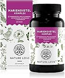 NATURE LOVE® Mariendistel, Artischockenextrakt, Löwenzahn & Desmodium 4-fach Komplex - 120 vegane Kapseln - Hochdosiert mit 80% Silymarin - Laborgerprüft, hochdosiert, in Deutschland produziert