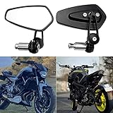 BREDUXSER Schwarz Lenkerendenspiegel Motorrad 7/8" 22mm Lenkerspiegel Rückspiegel Seitenspiegel Spiegel Universal für Street Bike Moped Roller Scooter Quad Z650 Z750 Z900 CB125 CB650 MT07 MT09 MT10
