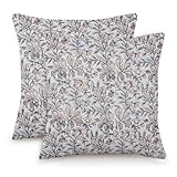 NIULAA Leinen Kissenbezug 40x40 2er Set Vintage Blumen Kissenbezüge Quadratisch Sofakissen Garten Outdoor-Kissen Kuschelig Kissenhüllen für Wohnzimmer Couch Balkon Landhausstil