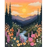 Malen Nach Zahlen Erwachsene Ohne Rahmen Farbenfrohe Berge, Handgemalt Ölgemälde Kit für Anfänger und Erwachsene, DIY Acrylfarben Handgemalt Ölgemälde Leinwand für Home Decor 40x50cm, landschaft