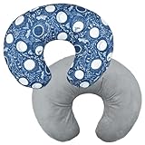 Winmany Baby Stillkissenbezug für Säuglinge und Neugeborene - Abnehmbarer Schonbezug mit Niedlichem Muster - Kissenbezug für Mädchen und Jungen - 57,1 x 45,7 cm (Blauer Mond)