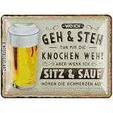 Nostalgic-Art Retro Blechschild, 15 x 20 cm, Wo ich geh und steh – Bier – Geschenk-Idee als Bar-Zubehör, aus Metall, Vintage Design mit Spruch, Blechschilder Sprüche, Bier-Deko