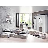 storado.de Jugendzimmer Berlin weiß matt Eiche Nelson 6 TLG Komplett Set Kinderzimmer Möbel