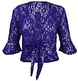 Style Wise Fashion Damen Bolero mit Blumenmuster, Spitze, Pailletten, 3/4-Ärmel, Übergröße Gr. 42, königsblau