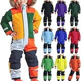 NZYIHAO Black Friday Angebote 2024 Skianzug Kinder Schneeanzug Kinder Winter Skianzug Einteilige Skijacke mit Kapuze Wasserdicht Winterjacke Warme Winteranzug Winddicht Skioverall für Oberbekleidung