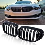 G30 Nieren Schwarz Kühlergrill Streifen Passend für BMW 5er G30 G31 530I 540I 2017-2020 Grill Glanz Schwarz Doppelsteg Sport Kühlergrill