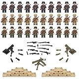 QMLING Waffen Militär Set für Figuren, 30 Mini Soldaten Figuren Spielzeug, Ww2 Armee Waffen Spielzeug Set, Ww2 Military Kit für Kinder Geschenke