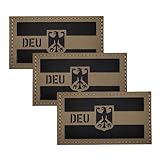 3 Stücke DEU Deutsche IR Infrarot Reflektierende Klett Patches Militär Für Rucksack Hut Jacke Militär Baseballkappe Uniform Kleidung Taktische Weste Hundegeschirr (Braun)