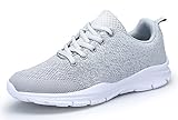 KOUDYEN Laufschuhe Atmungsaktiv Turnschuhe Schnürer Sportschuhe Sneaker für Herren Damen (Grau, Numeric_38)