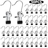 Klammerhaken Metall,Klammerhaken Stiefelaufhängung 50Stück,Metall Hosenbügel,Stiefelklammern Antirutsch,Rockbügel mit 360° drehbar verchromter Haken,für Stiefel,stücher,Schals,Hosen und Mützen