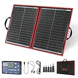 DOKIO Solarpanel Faltbar 100W Monokristalline Solarmodule Tragbar mit Solarladeregler (LCD Anzeige + 2 USB Ausgang), PV Kabel (3 Meter), 5 DC Adapter