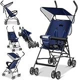 KIDIZ® Kinderwagen CITY Buggy Kinderbuggy klappbar Sportwagen Faltbar 360° 4-Zoll-Räder Inkl. Sonnen- und Regenverdeck zusammenklappbar 5-Punkt-Sicherheitsgurt ab 6 Monate, Blau/Navy
