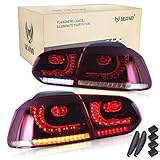 VLAND Rückleuchten für Golf 6 MK6 VI TSI TDI GTD R 2008-2013 Heckleuchten,Mit E-Prüfzeichen,(Rücklichter nicht für GTI/Variant/Cabriolet),Rot und weiß