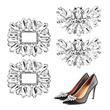 ORUZA 4 Stück Kristall Schuhclips, Strass Schuh Clips, 2 Stile Metall Schuhclips, Kann Zerlegen Schuh Dekorative Accessoires für Damen Heels Hochzeit Braut Party Schuhdekoration