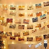 12M 120LED Fotoclips Lichterkette,litogo USB Lichterkette für Zimmer Deko Fotos Lichterkette Wand mit 60 Klammern Lichterkette Bilder für Zimmer, Wohnzimmer, Weihnachten, Hochzeiten, Party Warmweiß