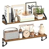 VASAGLE Wandregal, Schweberegal, 2er Set, Regalbrett, 2 Montagemöglichkeiten, 60 cm, für Wohnzimmer, Küche, Arbeitszimmer, Badezimmer, vintagebraun-Mattschwarz LWS062K01