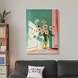 1 Stück Vintage Blumenvase Leinwand Wandkunst Gemalt Botanische Kunst Poster Druck Für Wohnzimmer Schlafzimmer Küche Dekor (60x90cm/Rahmenlos)