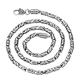 4mm Runde Königskette 925 Sterling Silber Byzantinische Kette Halskette mit Vajra Dorje Verschluss für Herren 50cm