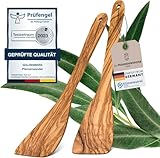 GOLDENBERG® Spar Set - Premium Pfannenwender - Made in Europe - feinstes Olivenholz aus Italien - robust, langlebig & antibakteriell - Holzschaber - Pfannenwender Holz