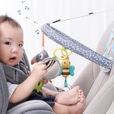 CXAFQ Kleinkind-Autositzspielzeug mit Spiegel und 3 Hängespielzeugen, Baby-Rücksitz, Kinderwagen-Plüschspielzeug, Baby-Aktivitätsspielzeug für Babys von 0 bis 12 Monaten, Kinderwagen-Spielzeug (blau)