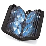 Hama CD Tasche für 80 Discs/CD/DVD/Blu-ray (Mappe zur Aufbewahrung, platzsparend für Auto und Zuhause, Transport-Hüllen) Schwarz