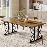 Tribesigns Rechteckiger Esstisch, Industrieller Küchentisch für 6-8 Personen, 180 x 80 cm Esszimmertische mit Metallfuß, Esstisch für Küche, Wohnzimmer, Braun (nur Tisch)