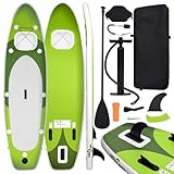 vidaXL SUP Board Set Aufblasbar für 1 Erwachsener Stand Up Paddle Surfboard Surfbrett Paddling Funboard Paddelboard Wellenreiter Grün 330x76x10cm