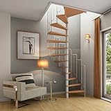 DOLLE Spindeltreppe Barcelona Höhe 229-291 cm Stufen Buche Unterkonstruktion weiß Durchmesser 138 cm