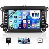 CAMECHO Android 13 Autoradio für VW Golf 5 Polo Skoda mit Navi Bluetooth,7 Zoll Doppel Din Auto Radio Touch Display mit Mirror Link FM/RDS WiFi SWC und USB