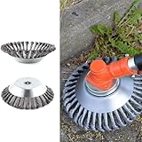 LADAMI Wildkrautbürste Unkrautbürste Motorsense Freischneider Rundbürste 200 x 25,4 gezopfte Schleifbürste Kegel, Silber