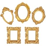 MAGICLULU 5Pcs Vintage Harz Bilderrahmen Mini Goldrahmen Antike Kleine Fotorahmen Schmuck Display Fotografie DIY Kleine Fotorahmen Kreative Foto -Requisiten Für Die Heimdekoration