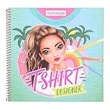 Depesche 11502 TOPModel - T-Shirt Designer Malbuch, 60 Seiten zum Designen eigener Entwürfe, inklusive Schablone und 2 Stickerbogen