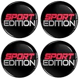 SkinoEu 4 x 50 mm Aufkleber Aufkleber für Radkappen Nabenkappen Nabendeckel Radnabendeckel Rad-Aufkleber Sport Edition Schwarz Silber Rot A 7650